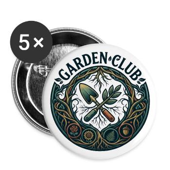 Garden Club Emblem: Roots and Tools - Buttons large 2.2'' (5-pack) - white