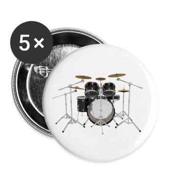 Black Drum Kit - Buttons large 2.2'' (5-pack) - white