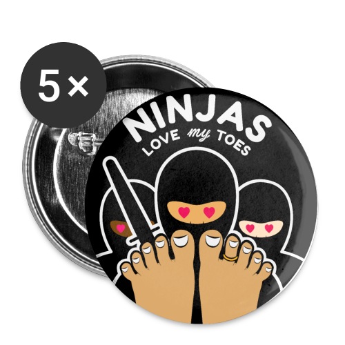 NINJAS LOVE MY TOES (caramel) - Buttons large 2.2'' (5-pack)