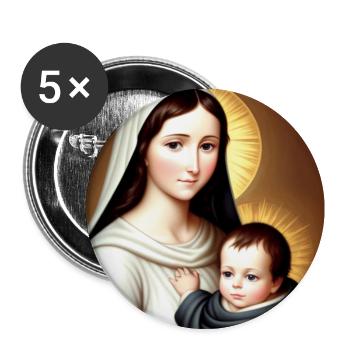 Mother Mary and Baby Jesus - Buttons large 2.2'' (5-pack) - white