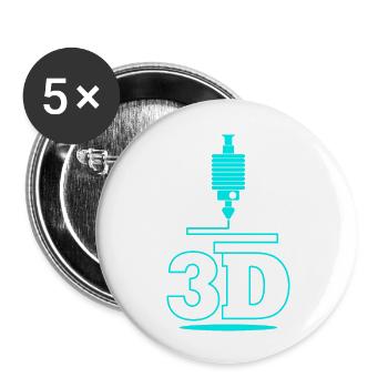 3D Printing Filament Logo Design - Buttons large 2.2'' (5-pack) - white