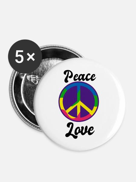 Peace and love - Buttons large 2.2'' (5-pack) - white