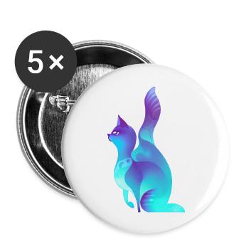 cat stylized abstract blue - Buttons large 2.2'' (5-pack) - white