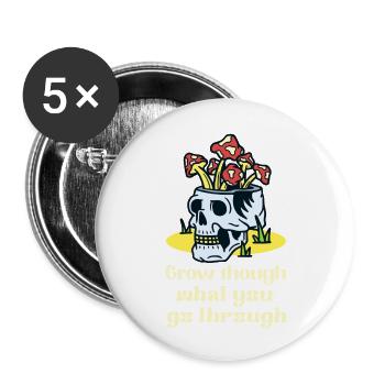Grow Through What You Go Through Skull - Buttons large 2.2'' (5-pack) - white