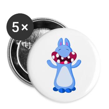 Cute Blue Monster - Buttons large 2.2'' (5-pack) - white