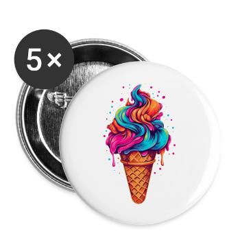 Retro Ice Cream Waffle Ice Cream for a Ice cream - Buttons large 2.2'' (5-pack) - white