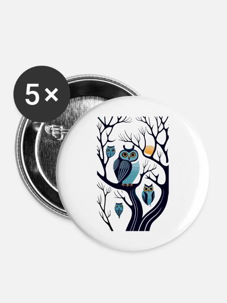 Serene Owls in Winter's Embrace - Buttons large 2.2'' (5-pack) - white