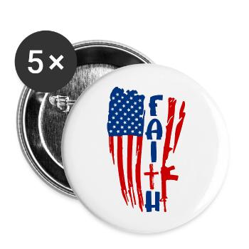 Faith in Red White Blue - Buttons large 2.2'' (5-pack) - white