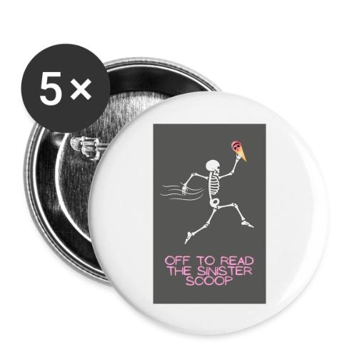 Skeleton Off to Read - Buttons large 2.2'' (5-pack)