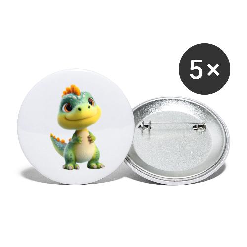 Playful 3D Baby Dinosaur - Buttons large 2.2'' (5-pack)