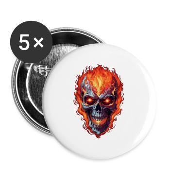 Fiery Skull Demon Art - Buttons large 2.2'' (5-pack) - white