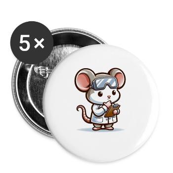 Cute Mouse Scientist - Buttons large 2.2'' (5-pack) - white