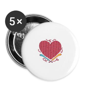 Crochet heart woolen love - Buttons large 2.2'' (5-pack) - white