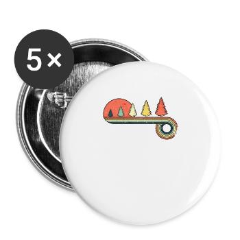 Pine Tree Vintage Sunset Rainbow Color - Buttons large 2.2'' (5-pack) - white