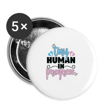 Tiny Human In Progress Pregnancy - Buttons large 2.2'' (5-pack) - white