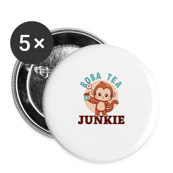 Bubble Tea Junkie, Bubble Tea Lover - Buttons large 2.2'' (5-pack) - white