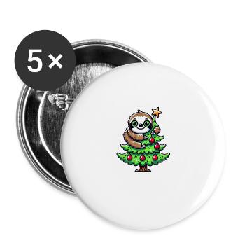 Funny Sloth Christmas Pine Quirky - Buttons large 2.2'' (5-pack) - white