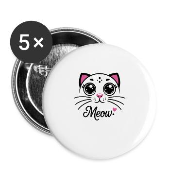 Meow Cute Cat Face Funny Quote for Cat fansadoptio - Buttons large 2.2'' (5-pack) - white