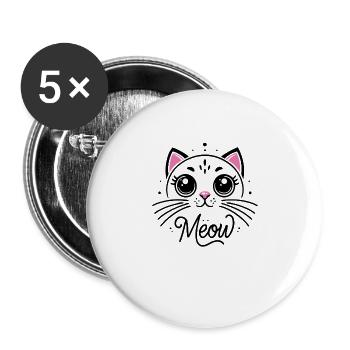 Meow Cute Cat Face Funny Quote for Cat fansadoptio - Buttons large 2.2'' (5-pack) - white