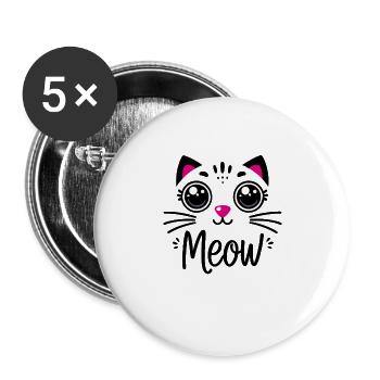 Meow Cute Cat Face Funny Quote for Cat fansadoptio - Buttons large 2.2'' (5-pack) - white