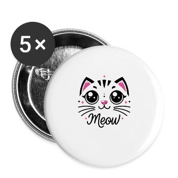 Meow Cute Cat Face Funny Quote for Cat fansadoptio - Buttons large 2.2'' (5-pack) - white