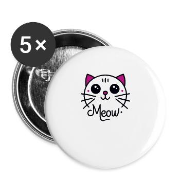 Meow Cute Cat Face Funny Quote for Cat fansadoptio - Buttons large 2.2'' (5-pack) - white