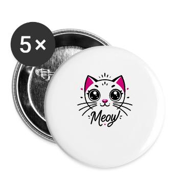 Meow Cute Cat Face Funny Quote for Cat fansadoptio - Buttons large 2.2'' (5-pack) - white