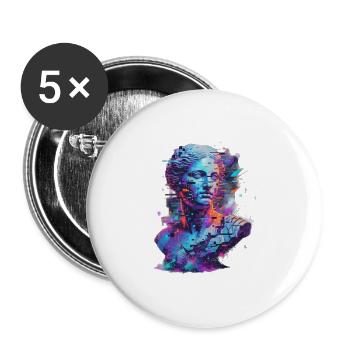 Neon Glitch Bust: Digital Marble Portrait - Buttons large 2.2'' (5-pack) - white