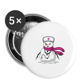 Funny snowman nurse with stethoscope - Buttons large 2.2'' (5-pack) - white
