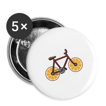 Orange bicycle slice wheels - Buttons large 2.2'' (5-pack) - white