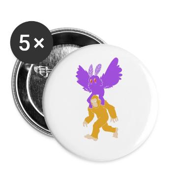 Cryptid Research Team Mothman And Bigfoot - Buttons large 2.2'' (5-pack) - white