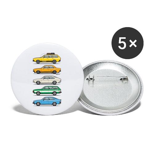 Stack of VAG B1 VDubs and Four Rings - Buttons large 2.2'' (5-pack)