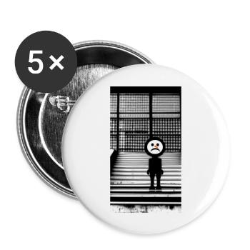 Sad Snowman in Hoodie Standing on the Steps Street - Buttons large 2.2'' (5-pack) - white