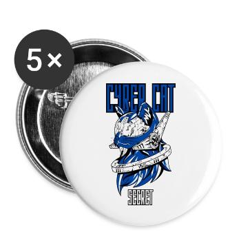 Cyber Cat Secret-Blue - Buttons large 2.2'' (5-pack) - white