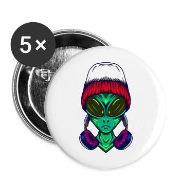 Alien music - Buttons large 2.2'' (5-pack) - white