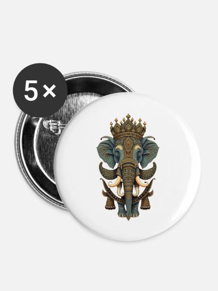 indian elephant - Buttons large 2.2'' (5-pack) - white