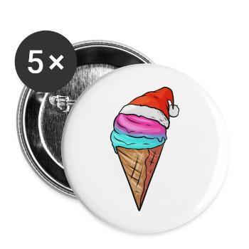 Ice Cream Cone With Ice Cream And Santas Hat For - Buttons large 2.2'' (5-pack) - white