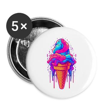 Retro Ice Cream Waffle Ice Cream for a Ice cream - Buttons large 2.2'' (5-pack) - white