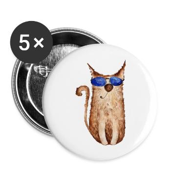 SCRUFFY CAT FUNNY CAT - Buttons large 2.2'' (5-pack) - white