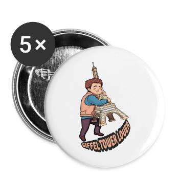 Paris Eiffel Tower Tourist - Buttons large 2.2'' (5-pack) - white