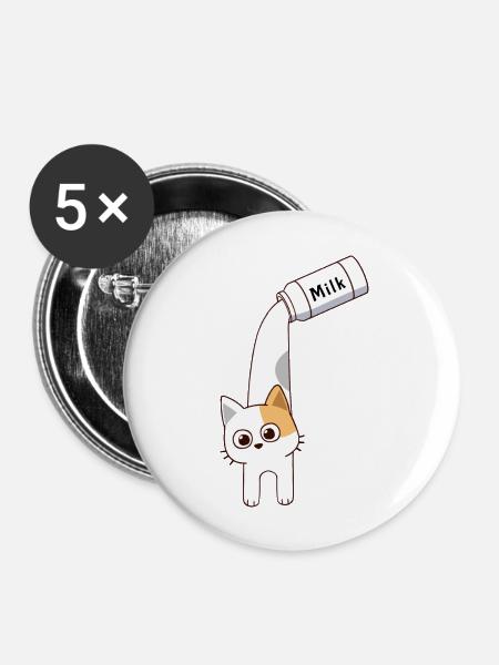 milk cat - Buttons large 2.2'' (5-pack) - white