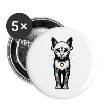 Night Guardian Tribal Cat TSQ - Buttons large 2.2'' (5-pack) - white