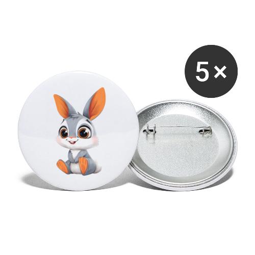 Multicolor Baby Rabbit Cartoon Sitting - Buttons large 2.2'' (5-pack)