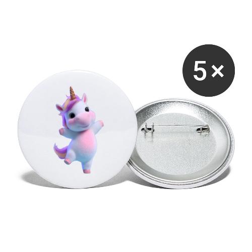 Cute Cartoon Unicorn Dancing Joyfully - Buttons large 2.2'' (5-pack)