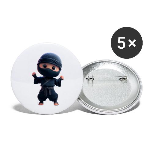 Cute Cartoon Ninja Toddler in Fight Pose - Buttons large 2.2'' (5-pack)