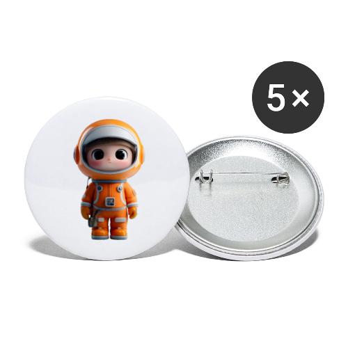Cute Cartoon Astronaut in Orange Suit - Buttons large 2.2'' (5-pack)