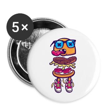 burger monster sneakers language food - Buttons large 2.2'' (5-pack) - white