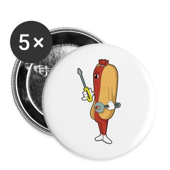 Hotdog As Mechanic With Tool - Buttons large 2.2'' (5-pack) - white