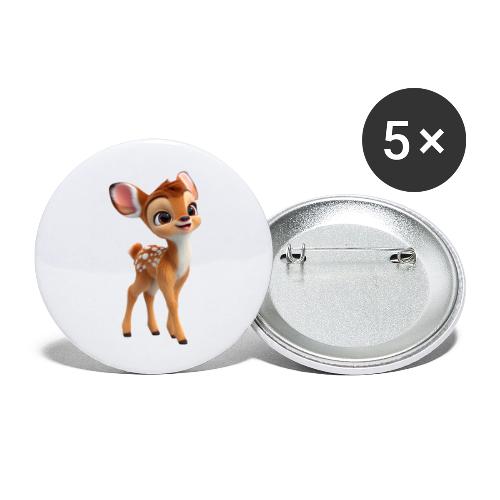 Sweet 3D Baby Deer with Big Eyes - Buttons large 2.2'' (5-pack)