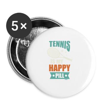 Tennis is my happy Pill - Buttons large 2.2'' (5-pack) - white